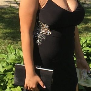 Black gown with silver sequence